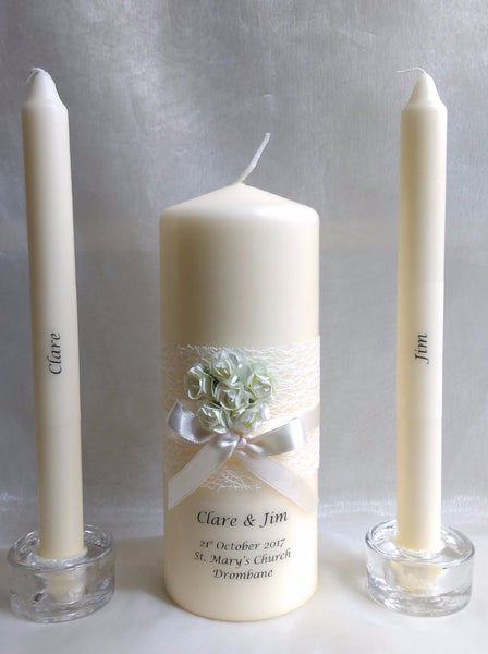 personalised candles, wedding candles, unity candles, wedding ceremony, unity ceremony, wedding candles Ireland