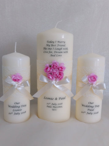 Wedding Candle - Rose Quartz, Pink - Large