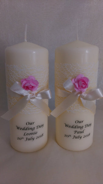Wedding Candle - Rose Quartz, Pink - Large