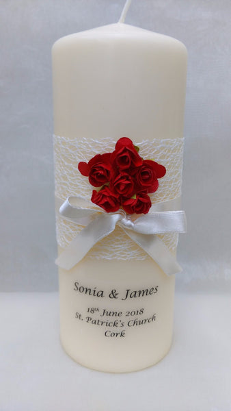 personalised candles, wedding candles, unity candles, wedding ceremony, unity ceremony, wedding candles Ireland