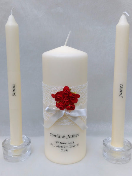 personalised candles, wedding candles, unity candles, wedding ceremony, unity ceremony, wedding candles Ireland