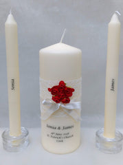 Wedding Candle - Rose Quartz, Red