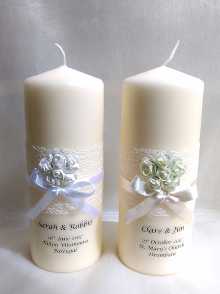 personalised candles, wedding candles, unity candles, wedding ceremony, unity ceremony, wedding candles Ireland