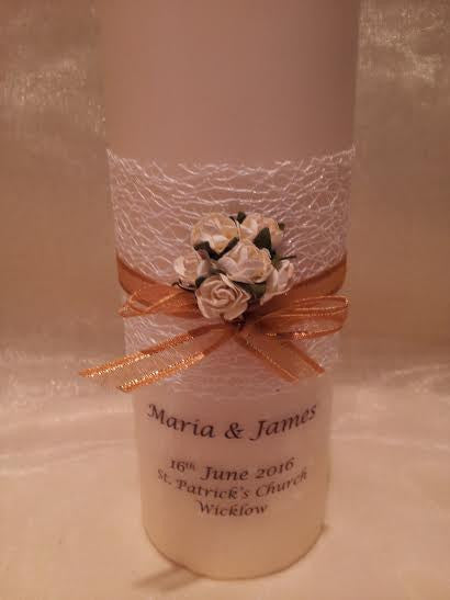 personalised candles, wedding candles, unity candles, wedding ceremony, unity ceremony, wedding candles Ireland