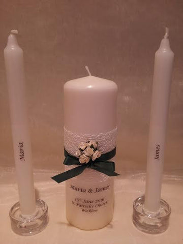 personalised candles, wedding candles, unity candles, wedding ceremony, unity ceremony, wedding candles Ireland