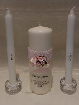 personalised candles, wedding candles, unity candles, wedding ceremony, unity ceremony, wedding candles Ireland