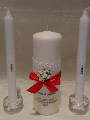 personalised candles, wedding candles, unity candles, wedding ceremony, unity ceremony, wedding candles Ireland