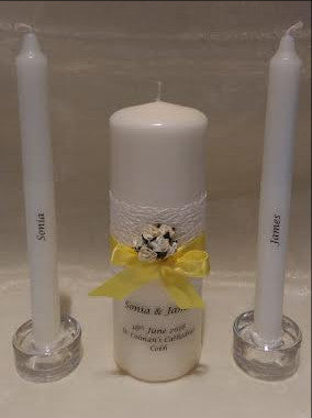 personalised candles, wedding candles, unity candles, wedding ceremony, unity ceremony, wedding candles Ireland