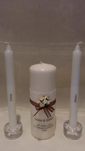 personalised candles, wedding candles, unity candles, wedding ceremony, unity ceremony, wedding candles Ireland