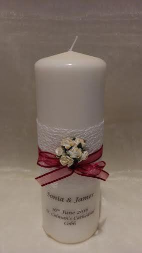 personalised candles, wedding candles, unity candles, wedding ceremony, unity ceremony, wedding candles Ireland