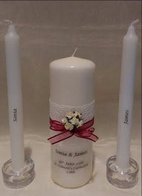 personalised candles, wedding candles, unity candles, wedding ceremony, unity ceremony, wedding candles Ireland