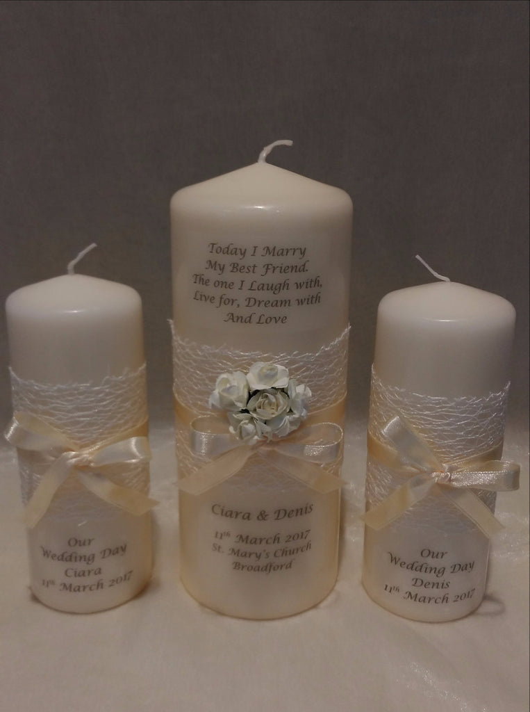 personalised candles, wedding candles, unity candles, wedding ceremony, unity ceremony, wedding candles Ireland, best friend