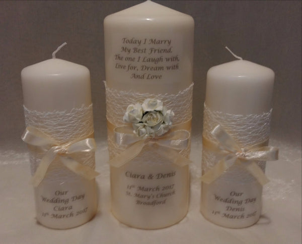 personalised candles, wedding candles, unity candles, wedding ceremony, unity ceremony, wedding candles Ireland, best friend