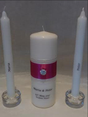 personalised candles, wedding candles, unity candles, wedding ceremony, unity ceremony, wedding candles Ireland