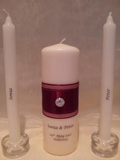 personalised candles, wedding candles, unity candles, wedding ceremony, unity ceremony, wedding candles Ireland