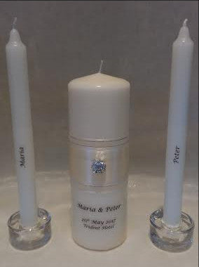 personalised candles, wedding candles, unity candles, wedding ceremony, unity ceremony, wedding candles Ireland