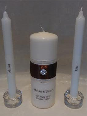 personalised candles, wedding candles, unity candles, wedding ceremony, unity ceremony, wedding candles Ireland
