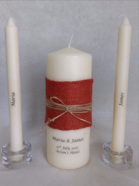 personalised candles, wedding candles, unity candles, rustic candle, vintage, wedding ceremony, unity ceremony, wedding candles Ireland