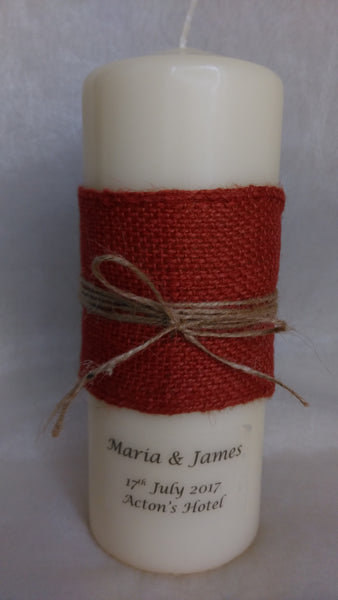 personalised candles, wedding candles, unity candles, rustic candle, vintage, wedding ceremony, unity ceremony, wedding candles Ireland