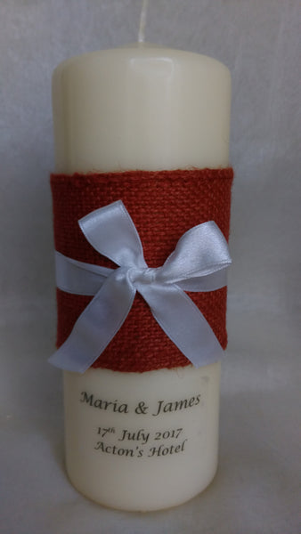 personalised candles, wedding candles, unity candles, rustic candle, vintage, wedding ceremony, unity ceremony, wedding candles Ireland