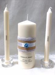 Wedding Candle - Rustic Belle, Blue