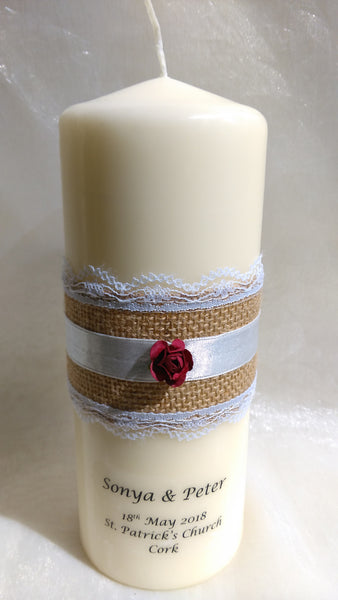 Wedding Candle - Rustic Belle, Burgundy