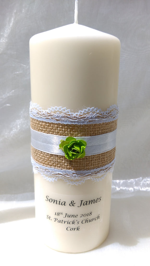 Wedding Candle Rustic Belle Green