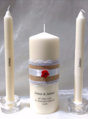 Wedding Candle - Rustic Belle, Red
