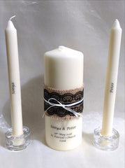 Wedding Candle - Rustic Lace, Black