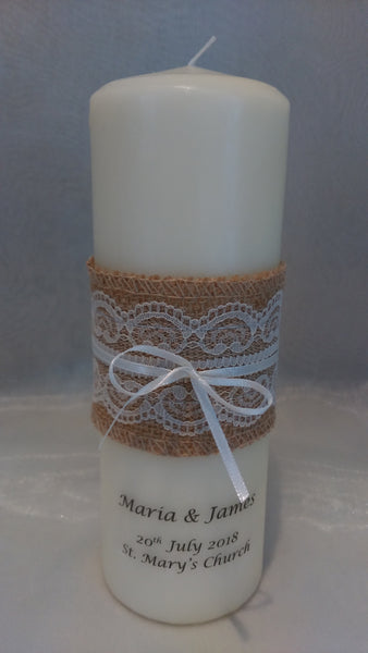 Wedding Candle - Rustic Lace, Ivory