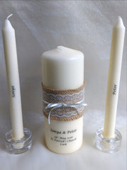 Wedding Candle - Rustic Lace, Ivory