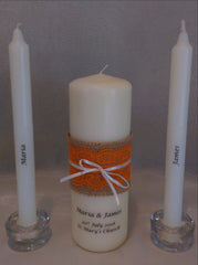Wedding Candle - Rustic Lace, Orange