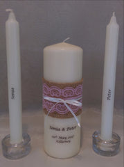 Wedding Candle - Rustic Lace, Pink Pale