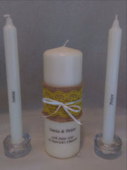 Wedding Candle - Rustic Lace, Yellow