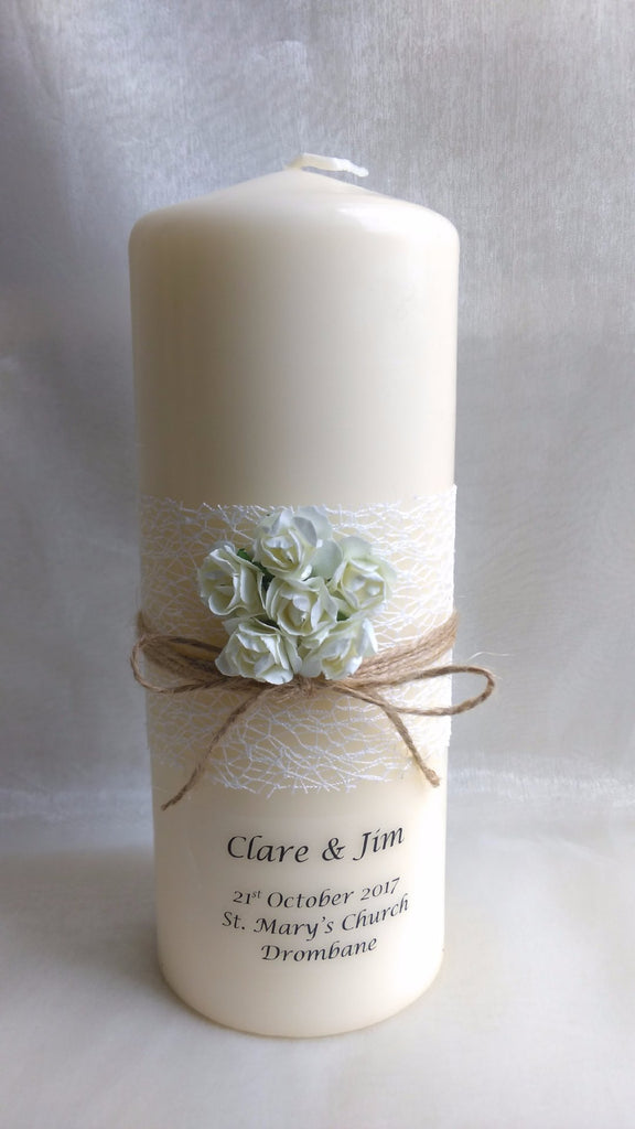 Wedding Candle Rustic Rose Ivory