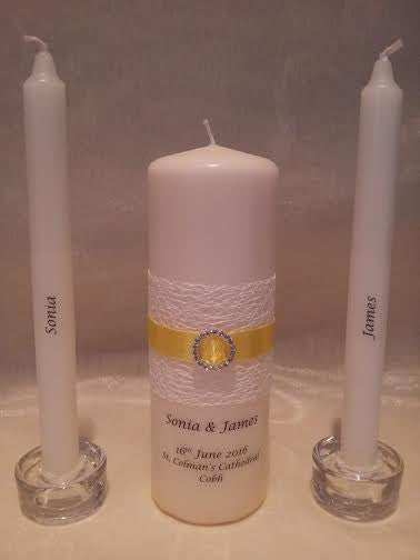 personalised candles, wedding candles, unity candles, wedding ceremony, unity ceremony, wedding candles Ireland