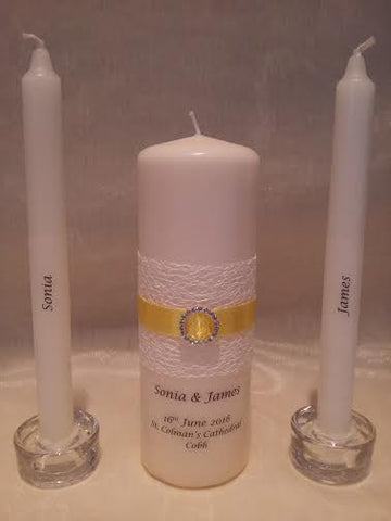 personalised candles, wedding candles, unity candles, wedding ceremony, unity ceremony, wedding candles Ireland