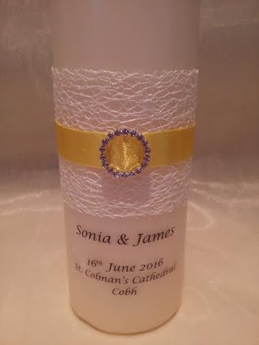 personalised candles, wedding candles, unity candles, wedding ceremony, unity ceremony, wedding candles Ireland