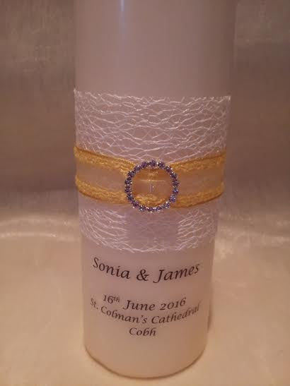 personalised candles, wedding candles, unity candles, wedding ceremony, unity ceremony, wedding candles Ireland