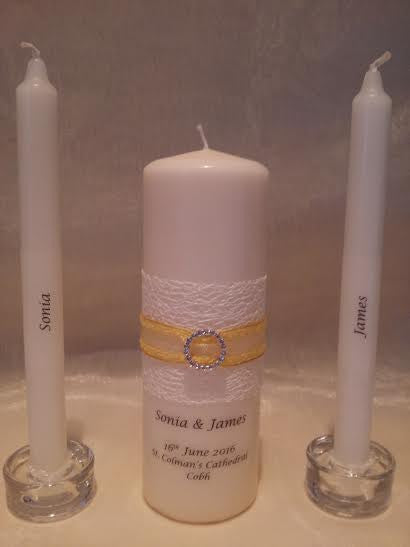 personalised candles, wedding candles, unity candles, wedding ceremony, unity ceremony, wedding candles Ireland