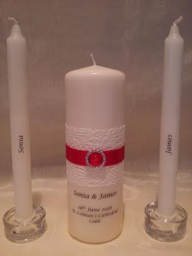 personalised candles, wedding candles, unity candles, wedding ceremony, unity ceremony, wedding candles Ireland