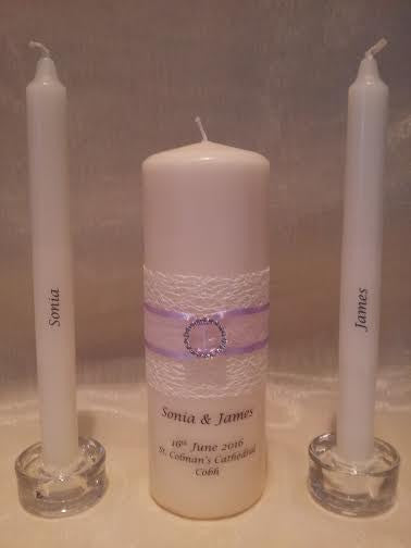 personalised candles, wedding candles, unity candles, wedding ceremony, unity ceremony, wedding candles Ireland