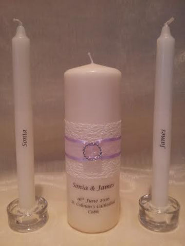 personalised candles, wedding candles, unity candles, wedding ceremony, unity ceremony, wedding candles Ireland