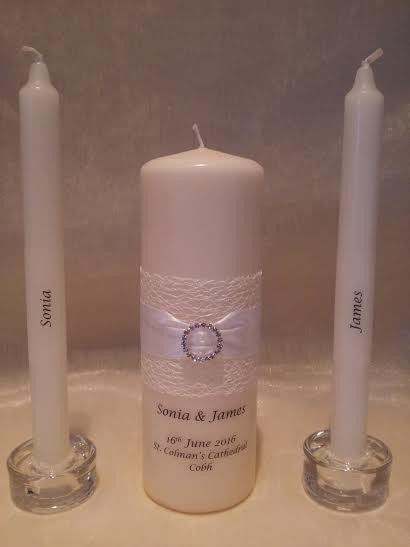 personalised candles, wedding candles, unity candles, wedding ceremony, unity ceremony, wedding candles Ireland