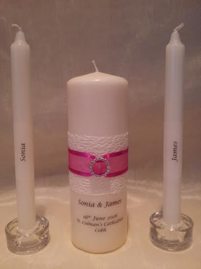personalised candles, wedding candles, unity candles, wedding ceremony, unity ceremony, wedding candles Ireland