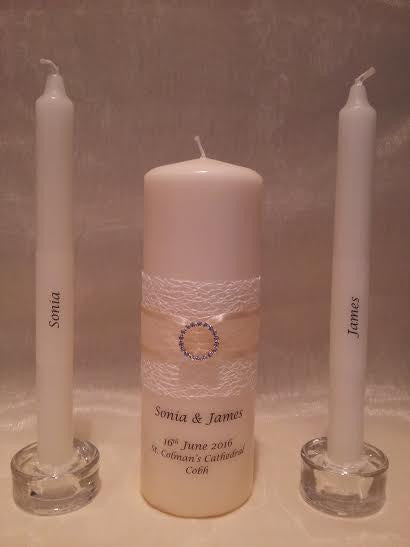 personalised candles, wedding candles, unity candles, wedding ceremony, unity ceremony, wedding candles Ireland