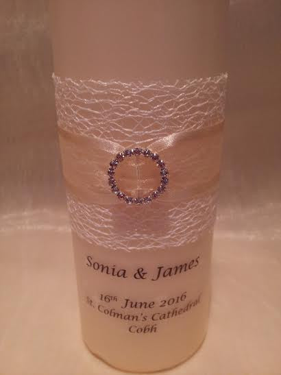 personalised candles, wedding candles, unity candles, wedding ceremony, unity ceremony, wedding candles Ireland