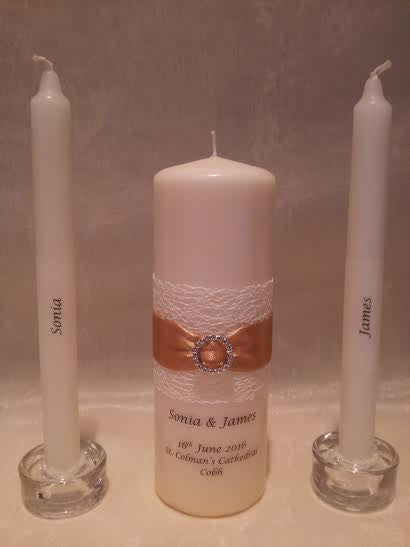 personalised candles, wedding candles, unity candles, wedding ceremony, unity ceremony, wedding candles Ireland