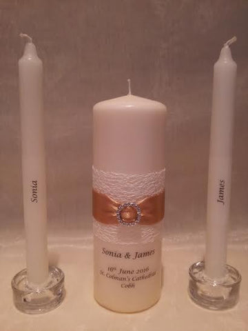 personalised candles, wedding candles, unity candles, wedding ceremony, unity ceremony, wedding candles Ireland