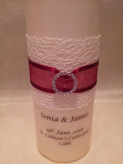 personalised candles, wedding candles, unity candles, wedding ceremony, unity ceremony, wedding candles Ireland
